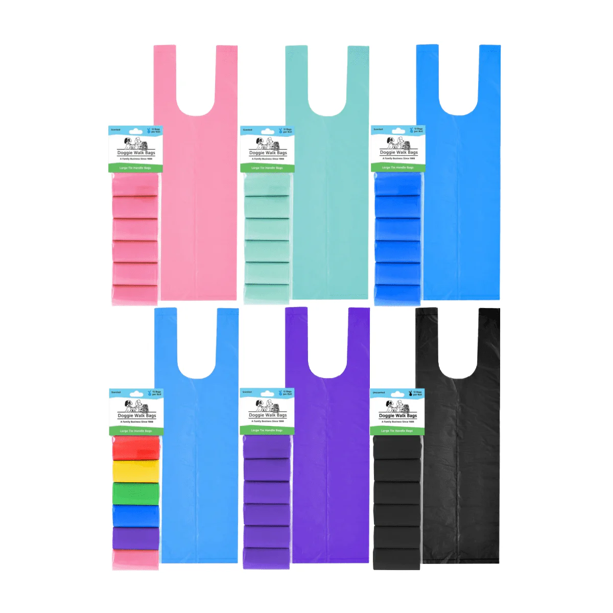 Doggie Walk Handle Tie Bags 6 Pack