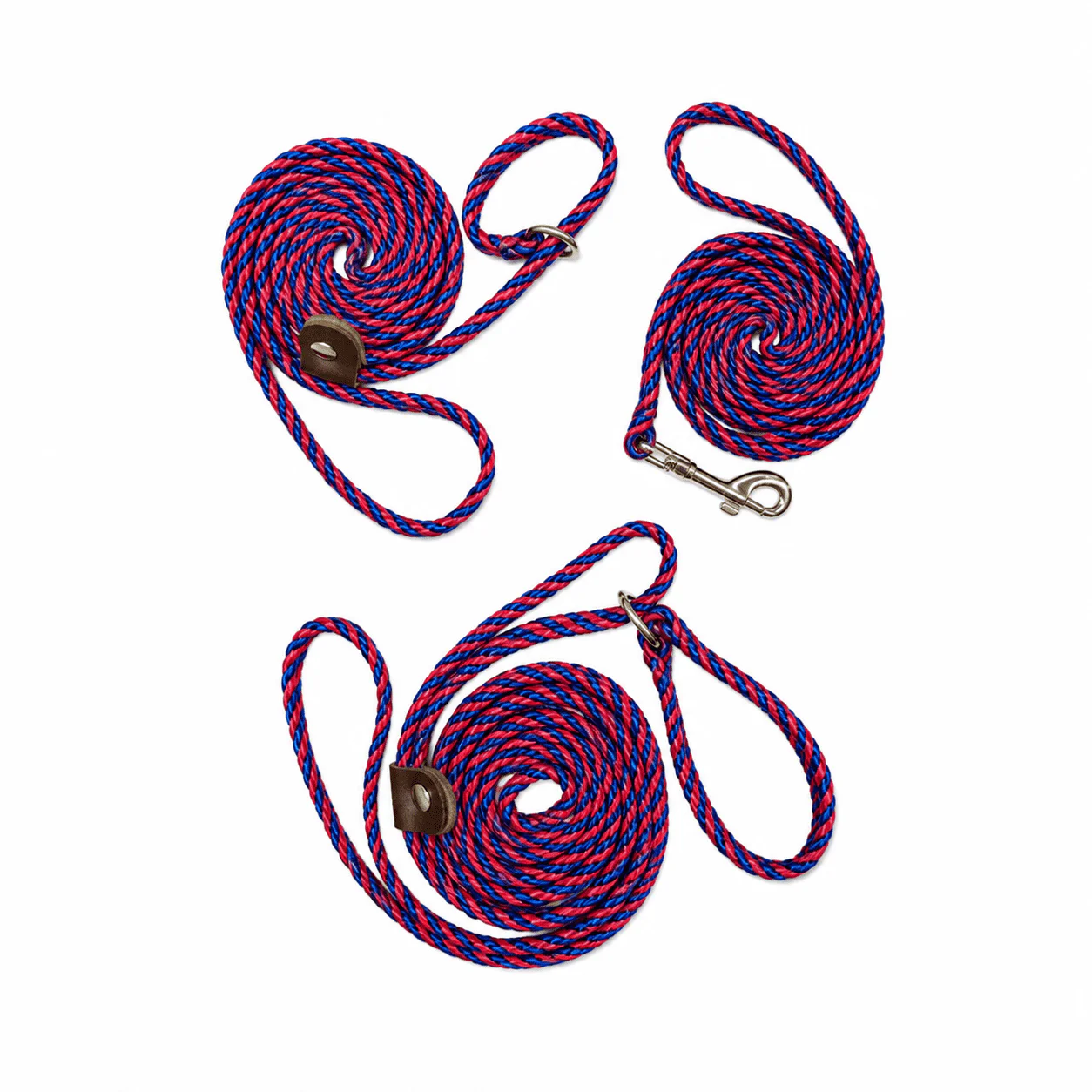 Lone Wolf 1/4″ Flat Leash – Red/Blue